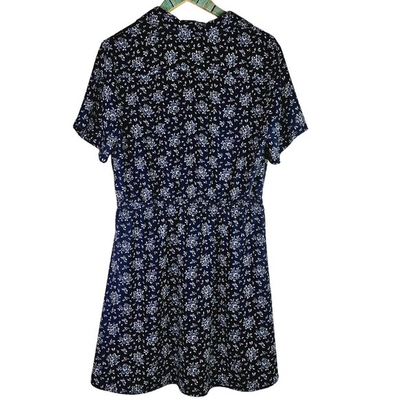 CK Calvin Klein Collared Floral Short Button Front Casual Dress, Sz L - Picture 2 of 7